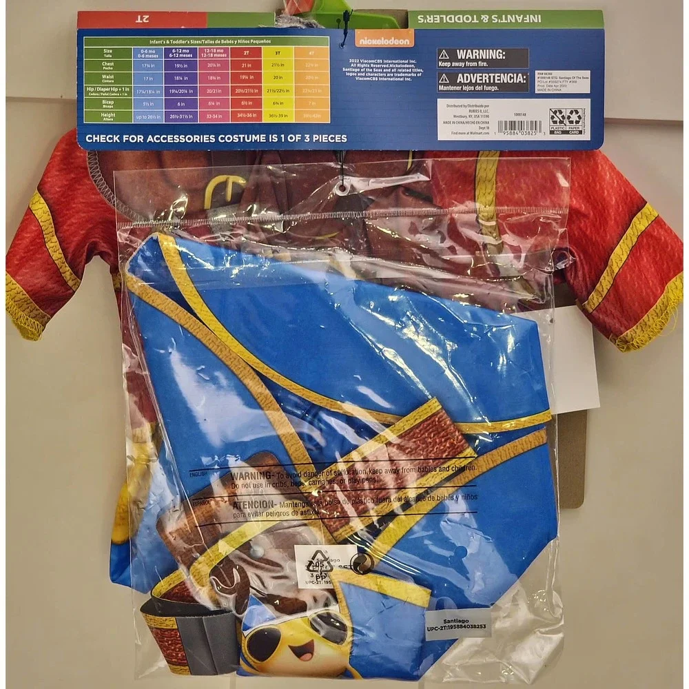 Santiago Seas Toddler Costume 2T Nickelodeon Pirate Hat Jumpsuit Halloween NEW